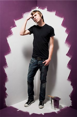 smoking teen boys - Teenage boy painting smoking a cigarette Stock Photo - Premium Royalty-Free, Code: 640-03263666