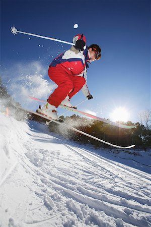 ski jumping - Skiing young man Fotografie stock - Premium Royalty-Free, Codice: 642-01734554