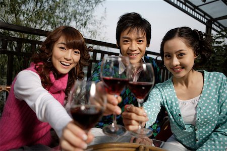 simsearch:642-01737214,k - Portrait of young friends toasting wine glasses Stock Photo - Premium Royalty-Free, Code: 642-01733635