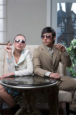 simsearch:642-02005998,k - a fashionable man and a woman smoking Stock Photo - Premium Royalty-Free, Code: 642-02006221