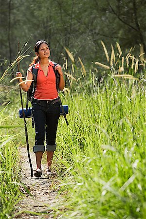 simsearch:655-03519580,k - Young woman hiking in the wilderness Stock Photo - Premium Royalty-Free, Code: 655-01781483