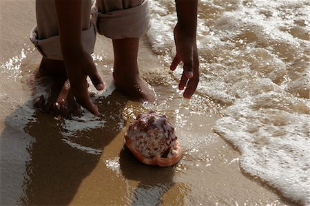 photos beach boys in asia - Cropped shot of boy picking up sea shell on the sand Stock Photo - Premium Royalty-Free, Code: 655-03457944