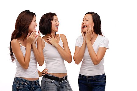 simsearch:656-01765786,k - Trois jeunes femmes debout ensemble et rire Photographie de stock - Premium Libres de Droits, Code: 656-01765673