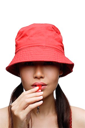 simsearch:656-01765511,k - Girl in red blowing whistle, head shot Stock Photo - Premium Royalty-Free, Code: 656-01765803