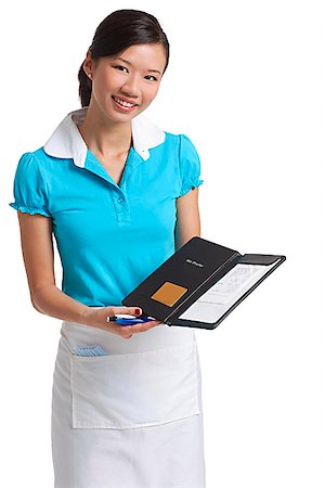 Waitress presents bill, smiling at camera Stock Photo - Premium Royalty-Free, Code: 656-01766820