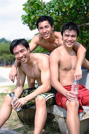 simsearch:656-01765786,k - Three men without shirts, looking at camera Stock Photo - Premium Royalty-Free, Code: 656-01772851