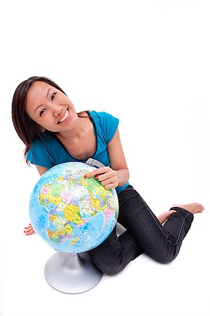 excursion scolaire - Woman sitting on floor with globe Foto de stock - Sin royalties Premium, Código: 656-01773187