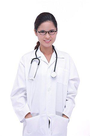simsearch:656-01772656,k - Doctor in lab coat, smiling at camera Stock Photo - Premium Royalty-Free, Code: 656-01773812