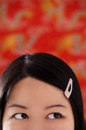 fermacapelli - Cropped face of Chinese woman with pink hair clip Fotografie stock - Premium Royalty-Free, Codice: 656-02660218