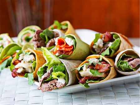 sandwich roll - Various wraps Stock Photo - Premium Royalty-Free, Code: 659-06154800