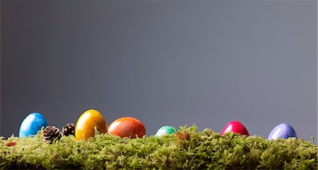 Colourful Easter eggs on moss Stock Photo - Premium Royalty-Free, Code: 659-06154847