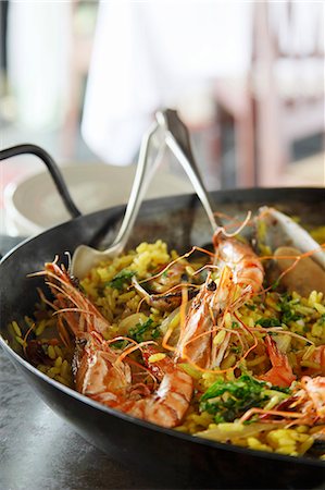 rice pan - Paella with prawns Stock Photo - Premium Royalty-Free, Code: 659-06155041