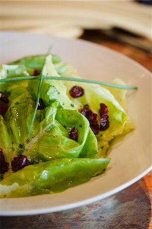 photograph of lettuce - Green Salad with Dried Cranberries Foto de stock - Sin royalties Premium, Código: 659-06155160