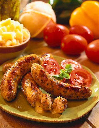 salchicha bratwurst - Cheese-stuffed sausages Foto de stock - Sin royalties Premium, Código: 659-06151072