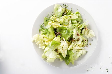 salad viewed from above - Lettuce with a herb dressing, seen from above Stock Photo - Premium Royalty-Free, Code: 659-06151681