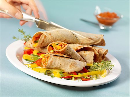 Pancakes filled with peppers Stock Photo - Premium Royalty-Free, Code: 659-06152623