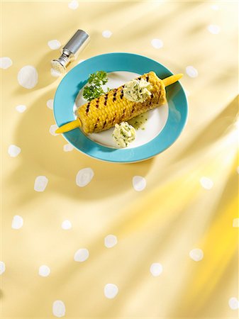 Grilled corn on the cob with herb butter Stock Photo - Premium Royalty-Free, Code: 659-06152687
