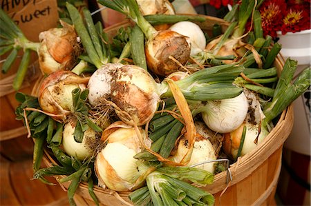 simsearch:659-08903636,k - Organic Sugar Onions in Wooden Basket at Farmer's Market Foto de stock - Royalty Free Premium, Número: 659-06152962