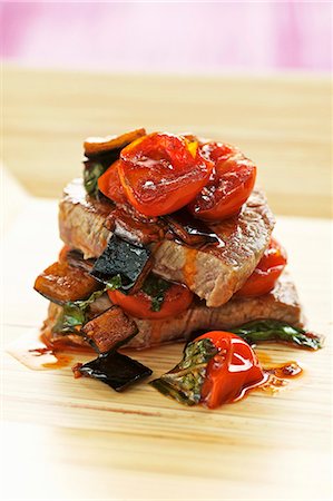 simsearch:659-06185843,k - Veal fillet with aubergine and tomato ragout Stock Photo - Premium Royalty-Free, Code: 659-06152997