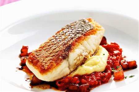 Bass with fennel and tomato confit Stock Photo - Premium Royalty-Free, Code: 659-06152991