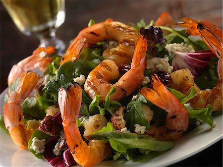 shrimp dish - Salad with Southwest Seasoned Shrimp, Pecans and Blue Cheese Stock Photo - Premium Royalty-Free, Code: 659-06153161