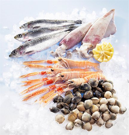 Sardines, squid, scampi and muscles Foto de stock - Sin royalties Premium, Código: 659-06153686