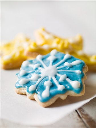 snowflake - Blue Snowflake Cookie Foto de stock - Sin royalties Premium, Código: 659-06184361