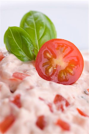 Tomato quark with basil (close-up) Stock Photo - Premium Royalty-Free, Code: 659-06185737