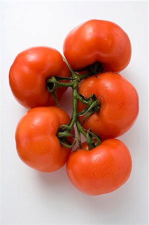 Tomates sur la vigne avec des gouttes d'eau Photographie de stock - Premium Libres de Droits, Code: 659-06185767