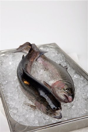 Rainbow trout on ice Foto de stock - Sin royalties Premium, Código: 659-06186984