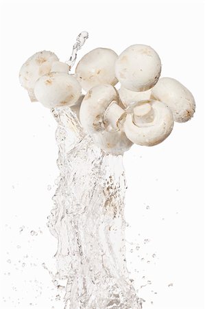 simsearch:659-06495683,k - Mushrooms and a splash of water Stock Photo - Premium Royalty-Free, Code: 659-06187093