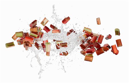 simsearch:659-06494071,k - Rhubarb slices with a water splash Stock Photo - Premium Royalty-Free, Code: 659-06187128