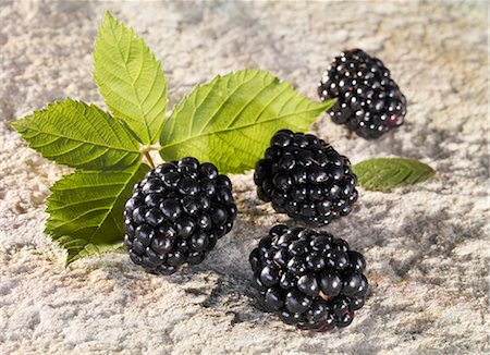 Several blackberries and leaves Stock Photo - Premium Royalty-Free, Code: 659-06187543