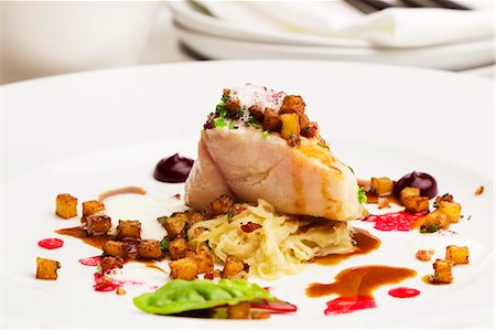 red fish - Catfish fillet with sauerkraut and beetroot essence Stock Photo - Premium Royalty-Free, Code: 659-06188332