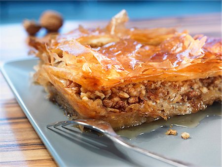 pastry on a plate - Baklava (yufka pastry with a nut filling) Stock Photo - Premium Royalty-Free, Code: 659-06306920