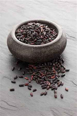 A bowl of venere rice (black Italian rice) Stock Photo - Premium Royalty-Free, Code: 659-06307094