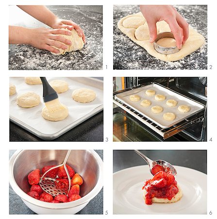 Étapes pour faire le gâteau sablé aux fraises Photographie de stock - Premium Libres de Droits, Code: 659-06307465