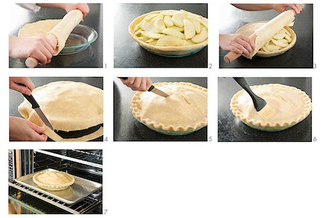 Étapes pour faire une tarte aux pommes Photographie de stock - Premium Libres de Droits, Code: 659-06307467