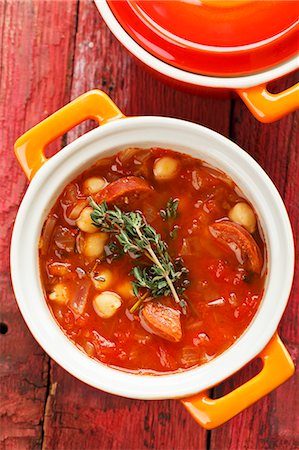 soup top view - Vegetable stew with chickpeas and sausage Stock Photo - Premium Royalty-Free, Code: 659-06307493