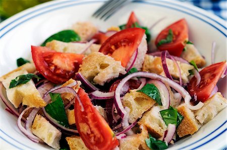 salad on fork - Panzanella (salade de pain italien) Photographie de stock - Premium Libres de Droits, Code: 659-06307710