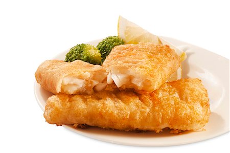 rebozado - Battered Fish Sticks with Broccoli and Lemon Foto de stock - Sin royalties Premium, Código: 659-06494345