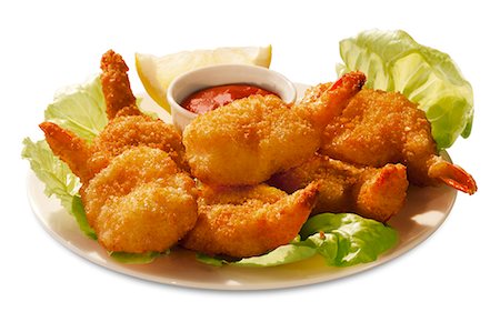 shrimp - Battered Butterflied Shrimp with Dipping Sauce Stock Photo - Premium Royalty-Free, Code: 659-06494346