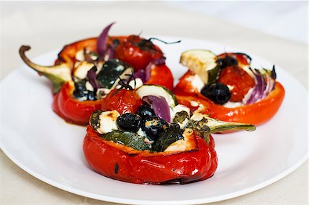 summer dish - Peppers filled with vegetables Stock Photo - Premium Royalty-Free, Code: 659-06494541