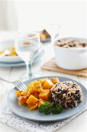 Pumpkin curry with bean rice from Martinique Photographie de stock - Premium Libres de Droits, Code: 659-06494854