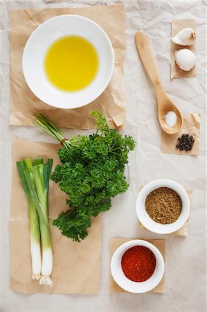 Ingredients for chermoula (oriental spice paste) Stock Photo - Premium Royalty-Free, Code: 659-06494878