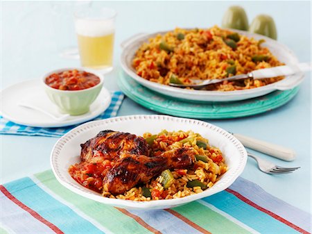 rice dish - Jambalaya with chicken Stock Photo - Premium Royalty-Free, Code: 659-06495185