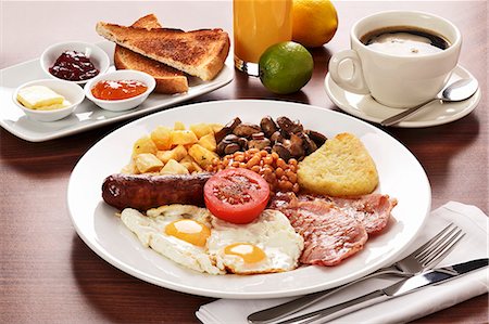 english breakfast - English breakfast and coffee Foto de stock - Sin royalties Premium, Código: 659-06493870