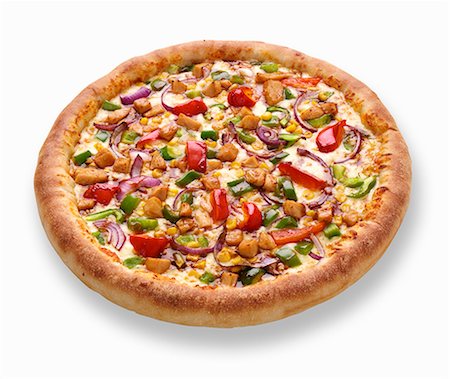 pizza white background - Teriyaki chicken pizza Stock Photo - Premium Royalty-Free, Code: 659-06493927