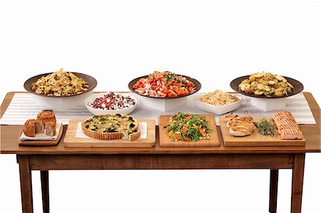 side order - Chicken, salmon, quiche and side dishes on a buffet Stock Photo - Premium Royalty-Free, Code: 659-06493979