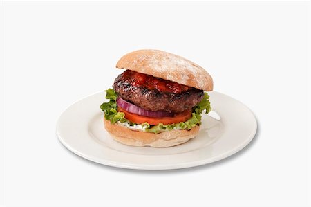 simsearch:659-08940075,k - A beefburger Foto de stock - Sin royalties Premium, Código: 659-06493986